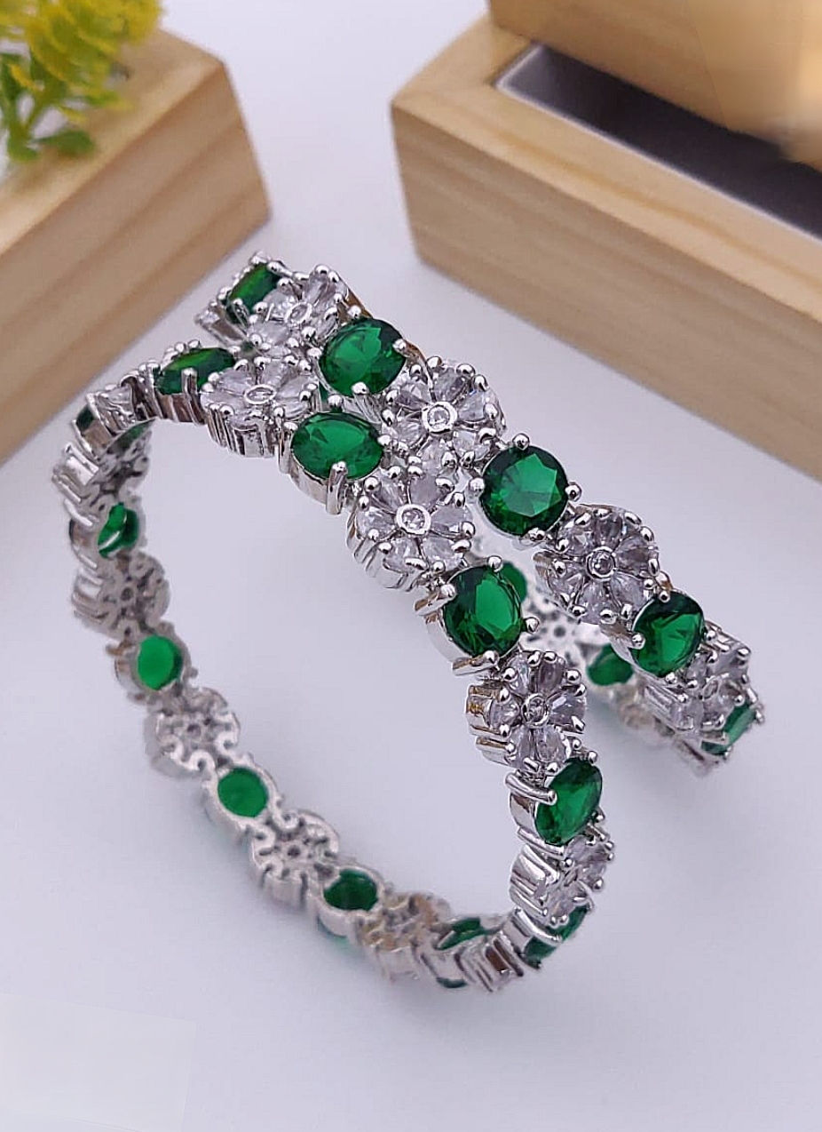 Thumbnail: American diamond rhodium bangles 