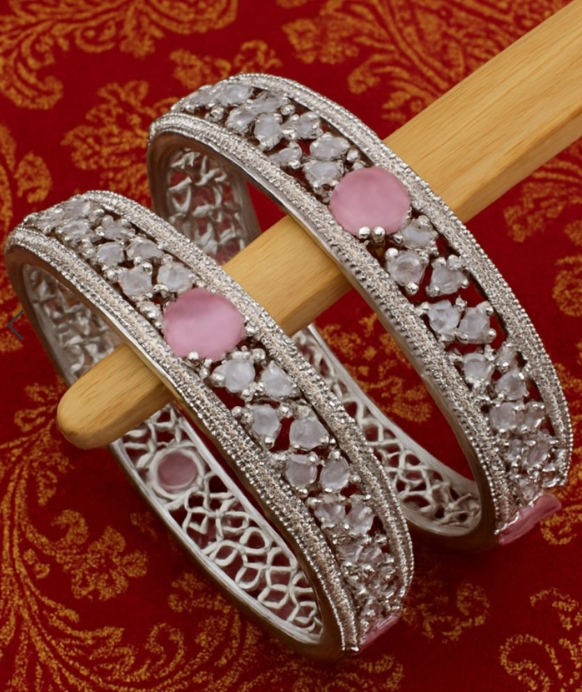 Thumbnail: American diamond rhodium bangles 