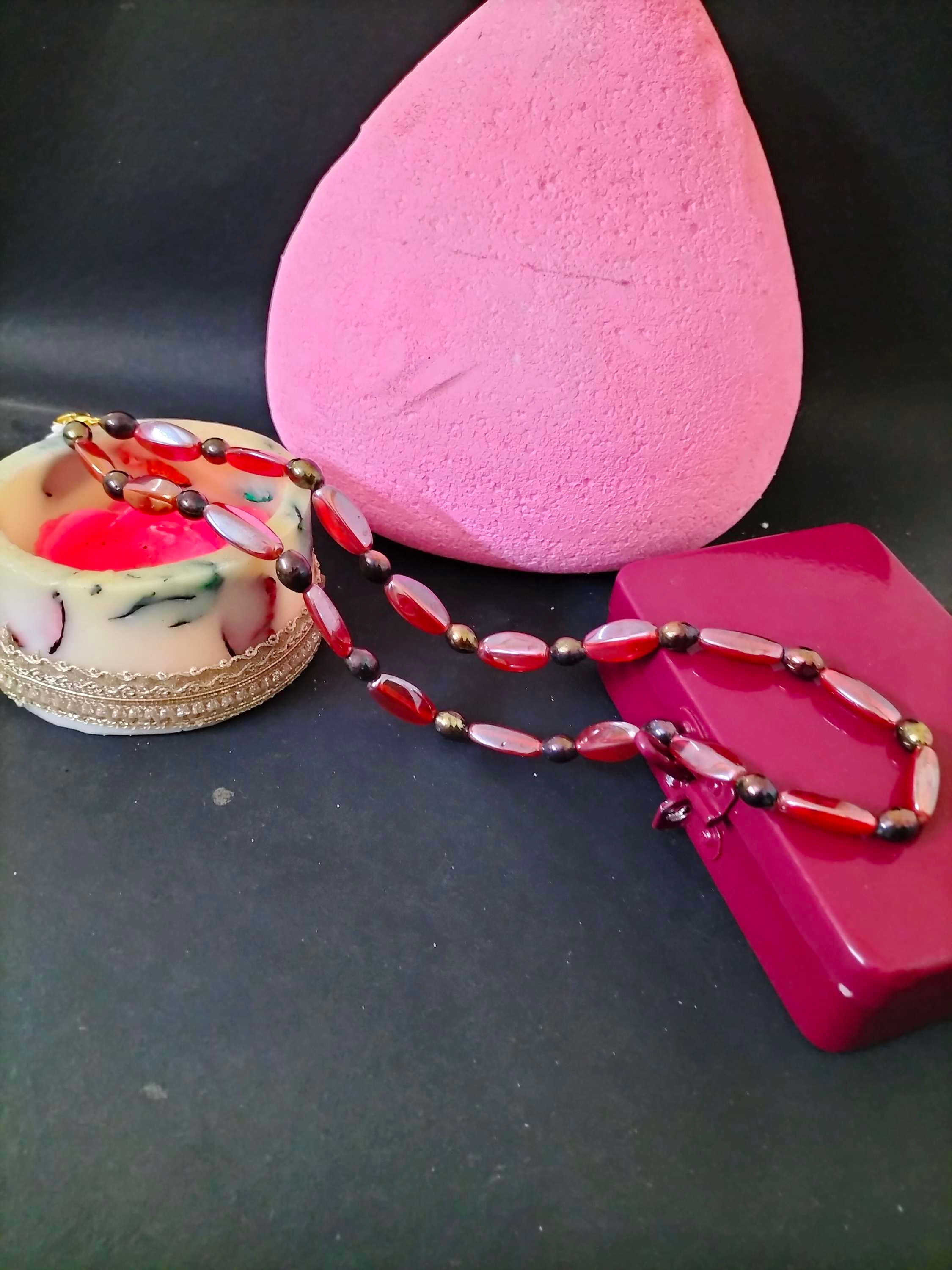 Glass bead long chain.