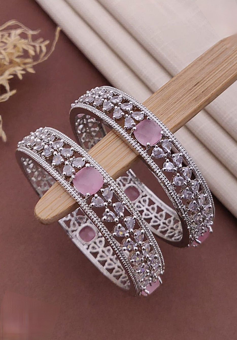 Thumbnail: American diamond rhodium bangles 
