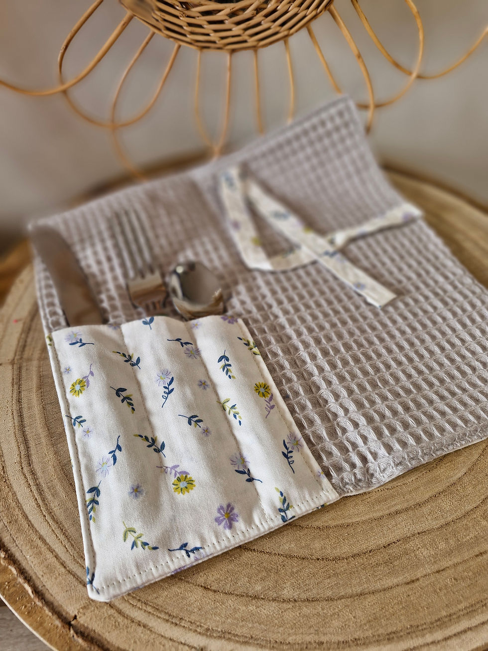 Etui à couverts Fleurs Bleues