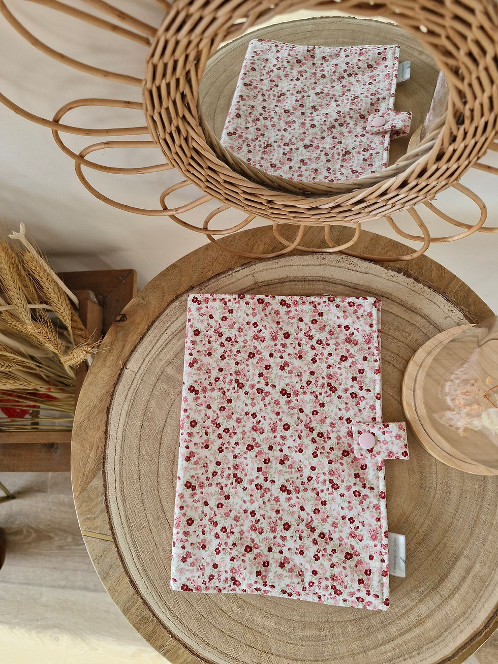 Miniature : Protège Carnet de Santé Fleuri Rose miroir