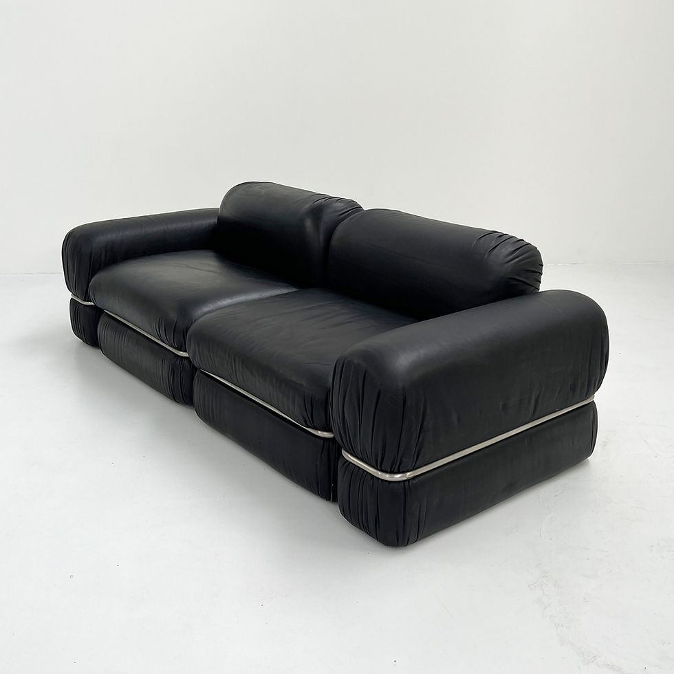 Thumbnail: Black Leather Modular Sofa by Rodolfo Bonetto for Tecnosalotto, 1960s - SOLD