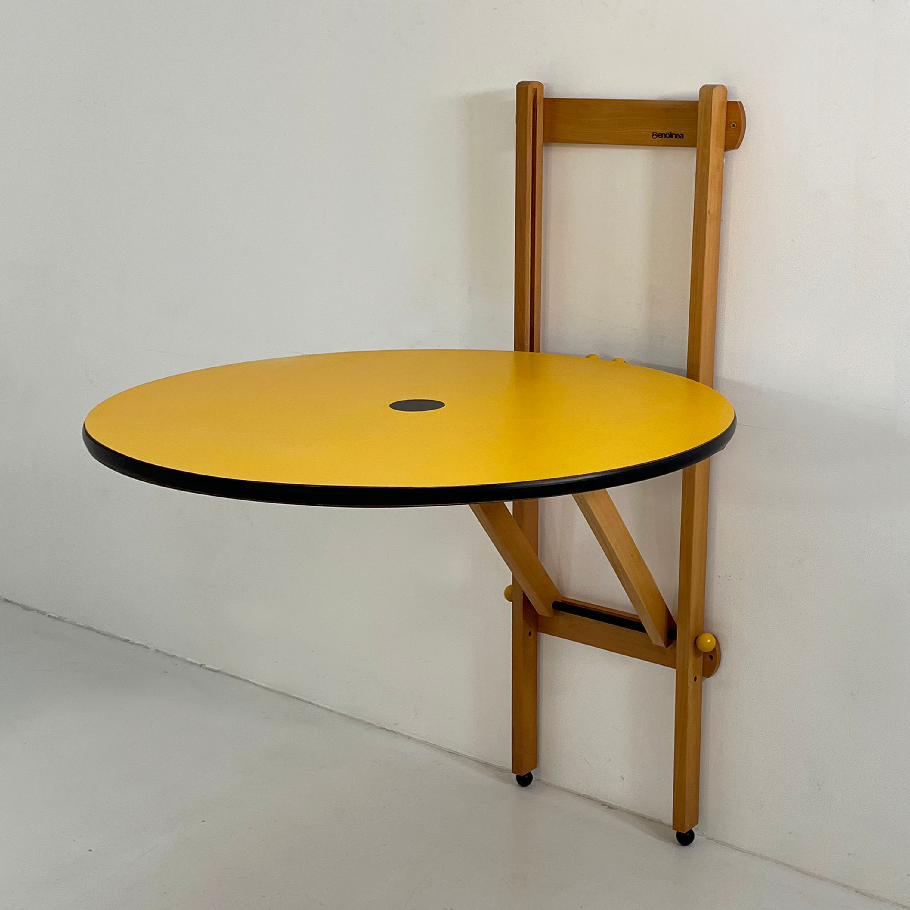 Yellow Folding Wall Table from Enolinea, 1980s - SOLD