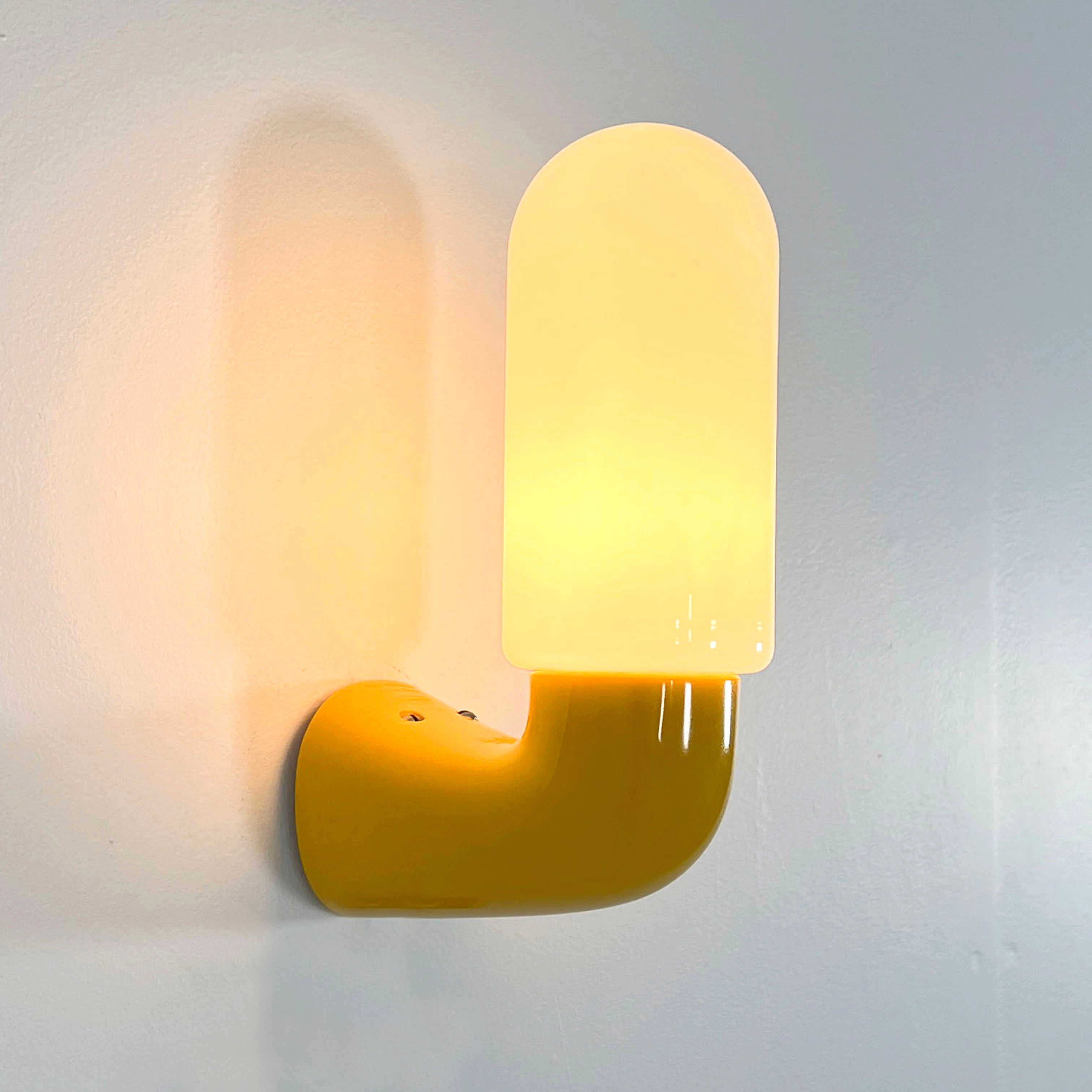 Yellow Wall Lamp in Glass & Plastic from Dietsche Germany, 1980s