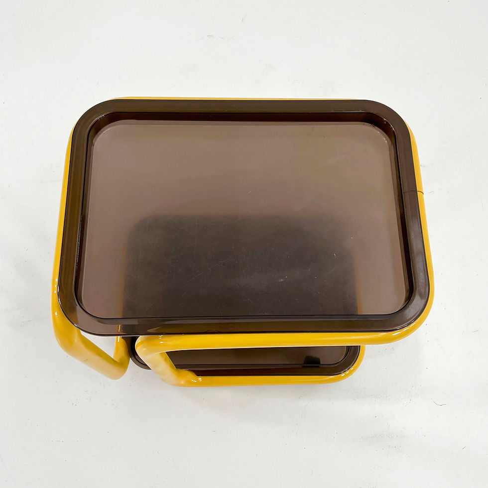 Thumbnail: Tubular Yellow Trolley or Side Table on Wheels, 1970s - SOLD