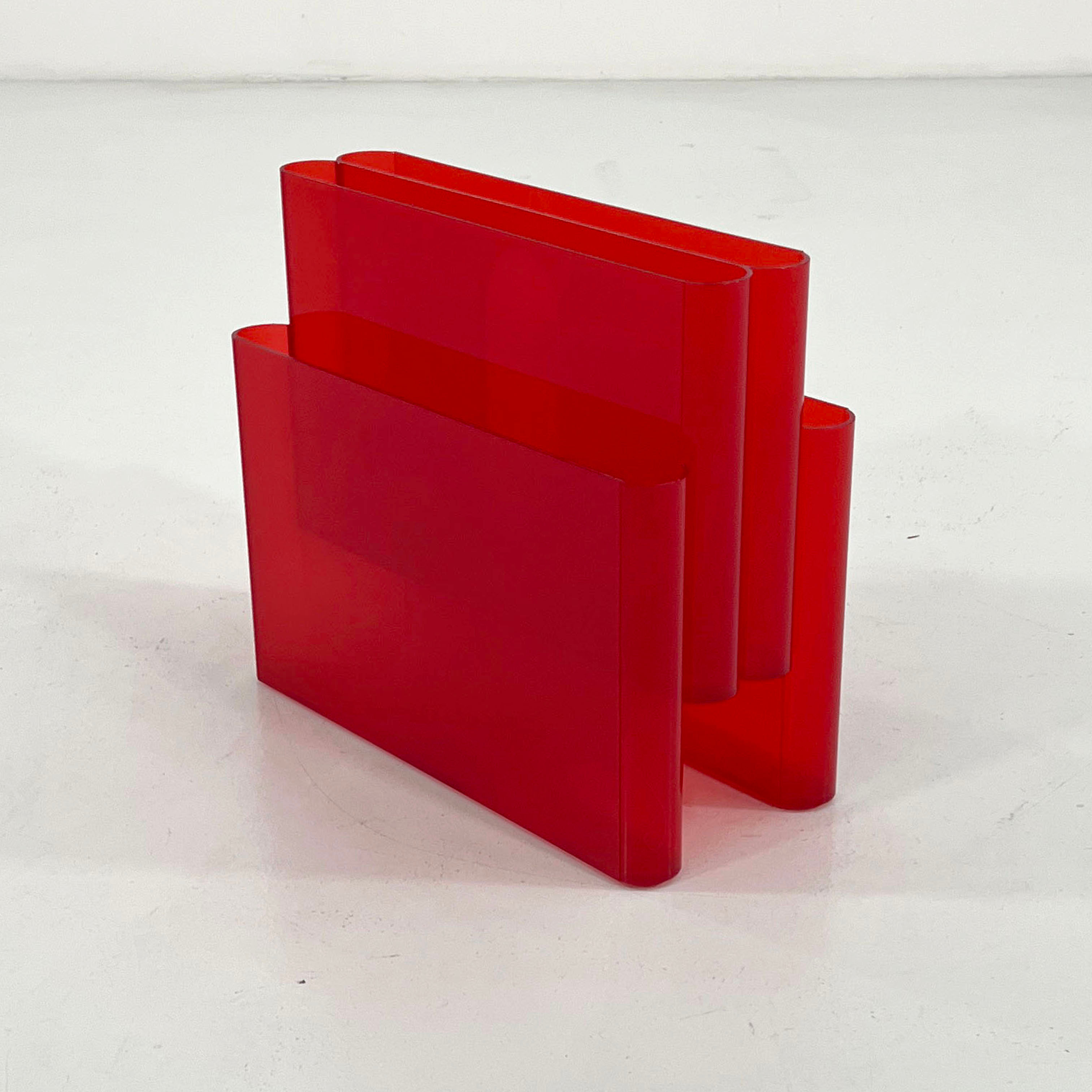 Lucite Red Magazine Rack by Giotto Stoppino for Kartell, 1970s - SOLD