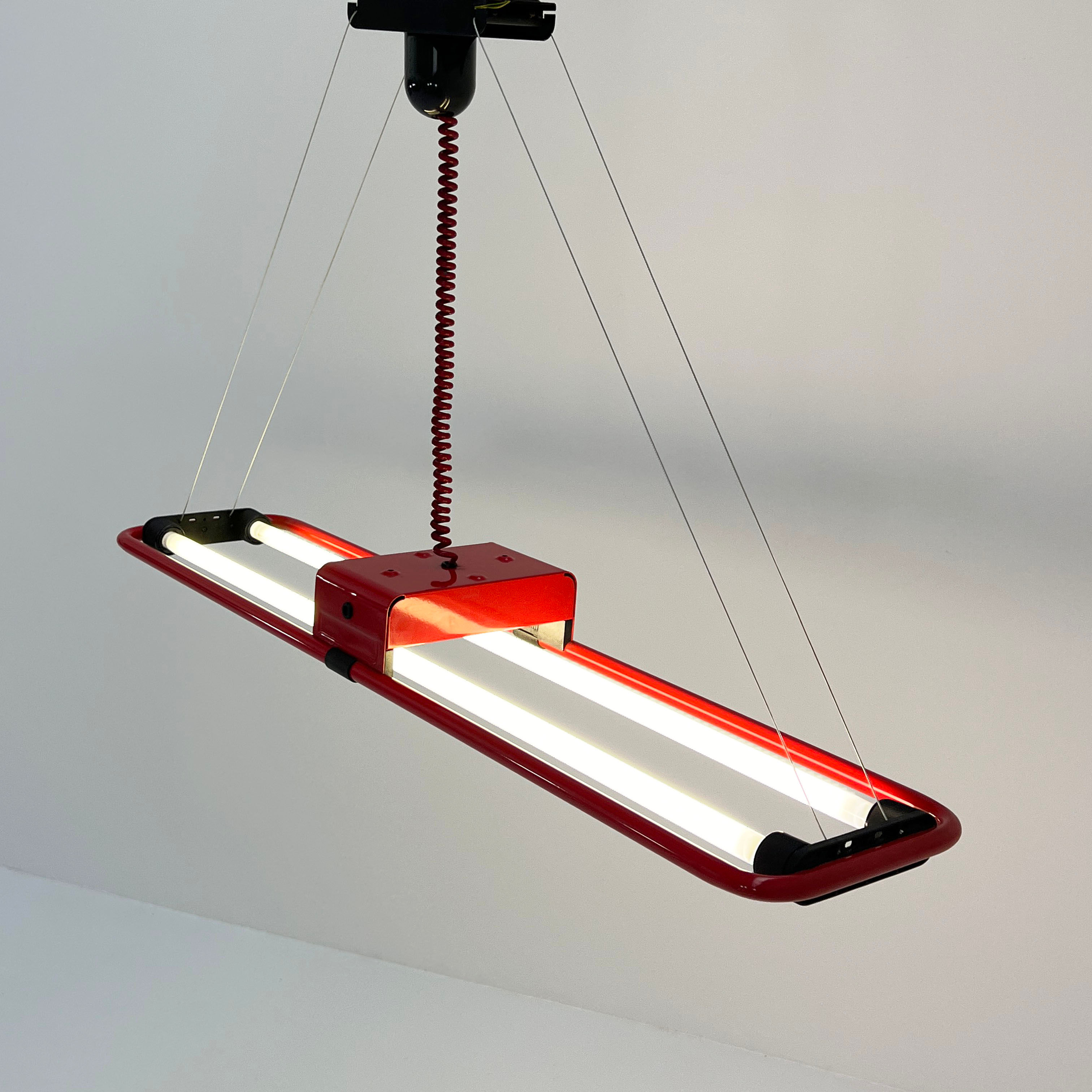 Red Neon Ceiling Lamp by Gian N. Gigante for Zerbetto, 1980s - SOLD