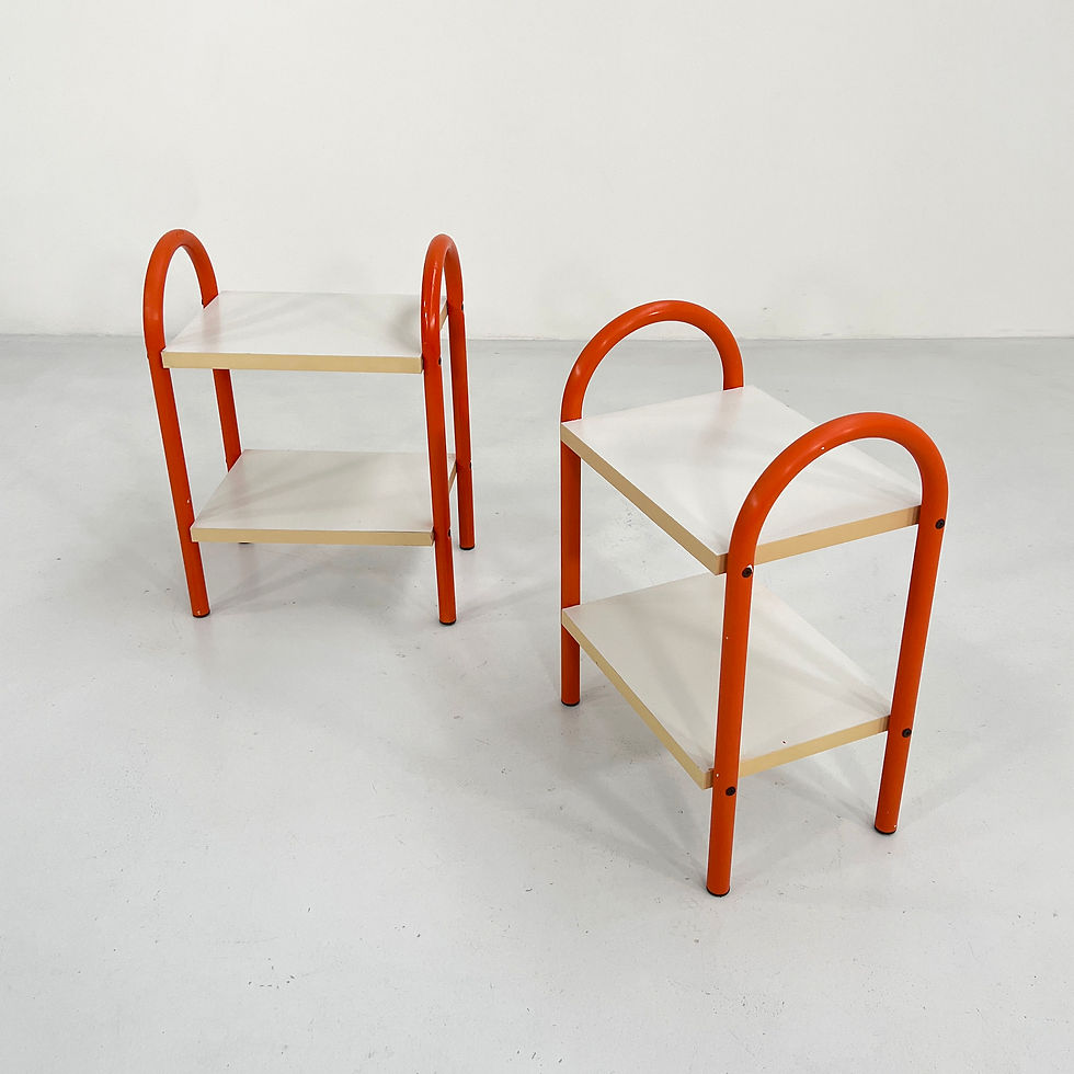 Thumbnail: Pair of Orange Tubular Night Tables, 1980s - SOLD