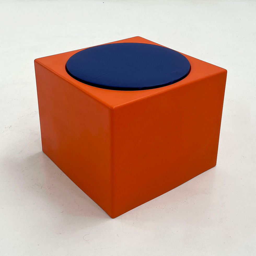 Thumbnail: Orange & Blue Cube Stool Il Kubile from MIM Roma, 1970s