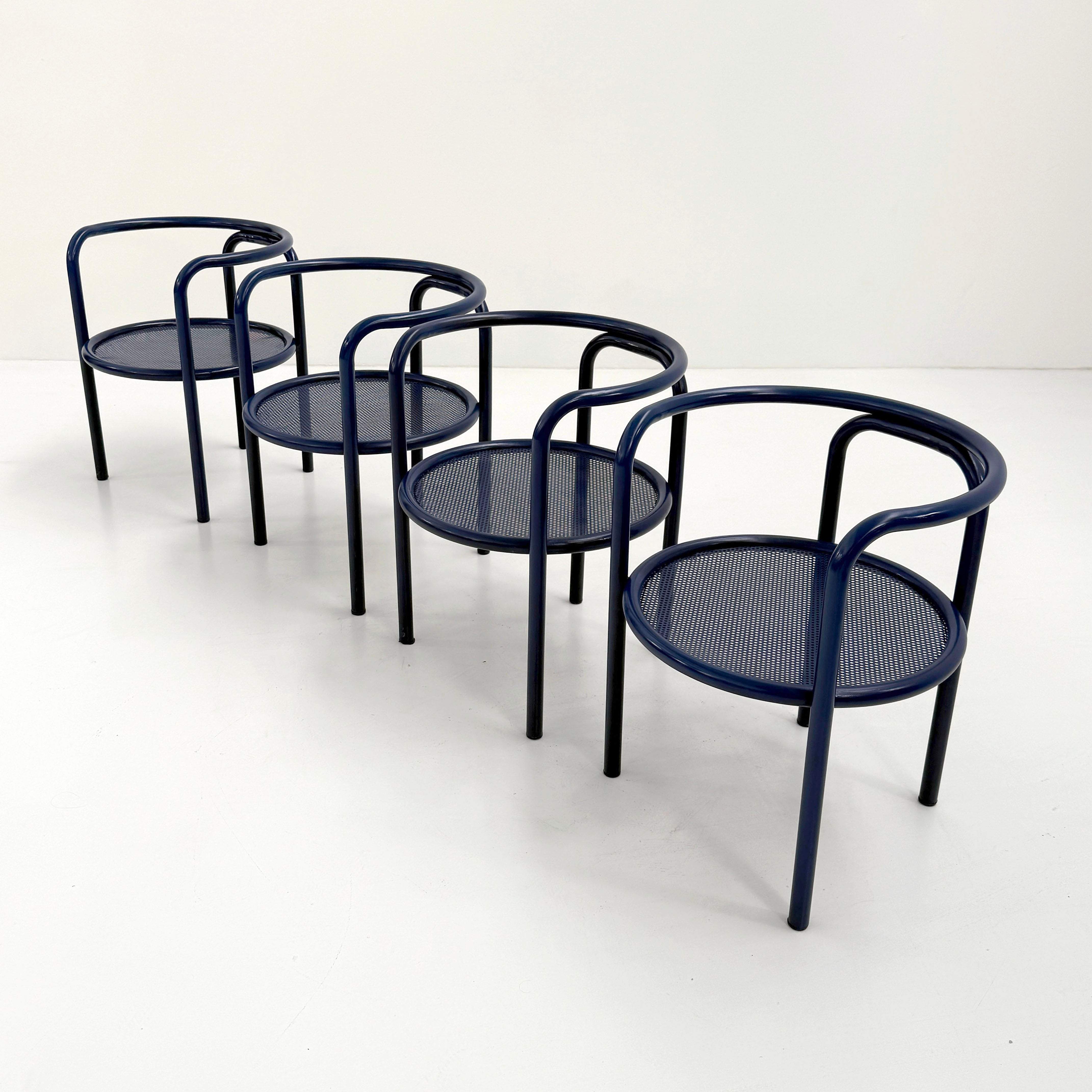 Set of 4 Blue Locus Solus Chairs by Gae Aulenti for Poltronova, 1960s - SOLD