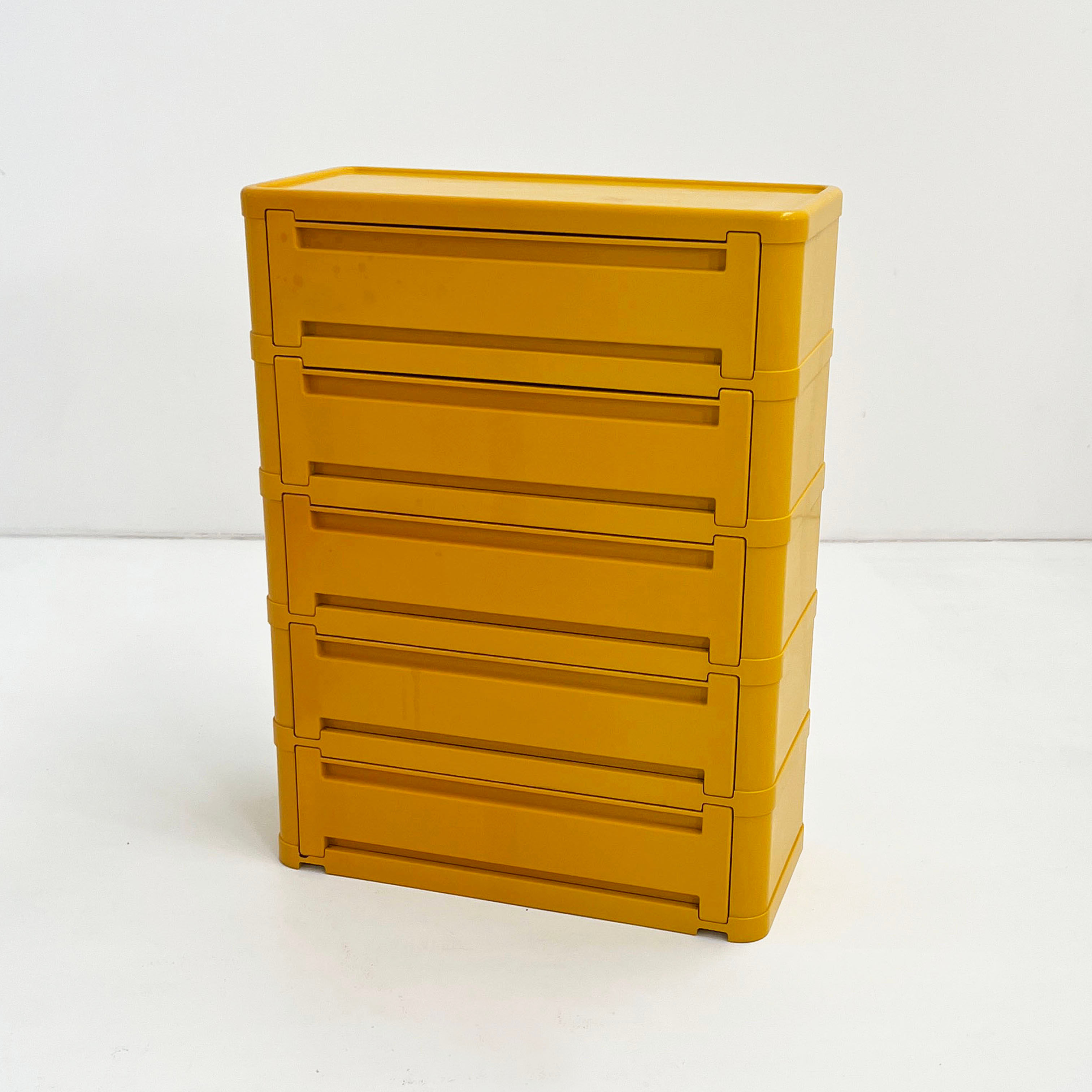 Yellow Chest of 5 Drawers Model 4964 by Olaf Von Bohr for Kartell, 1970s