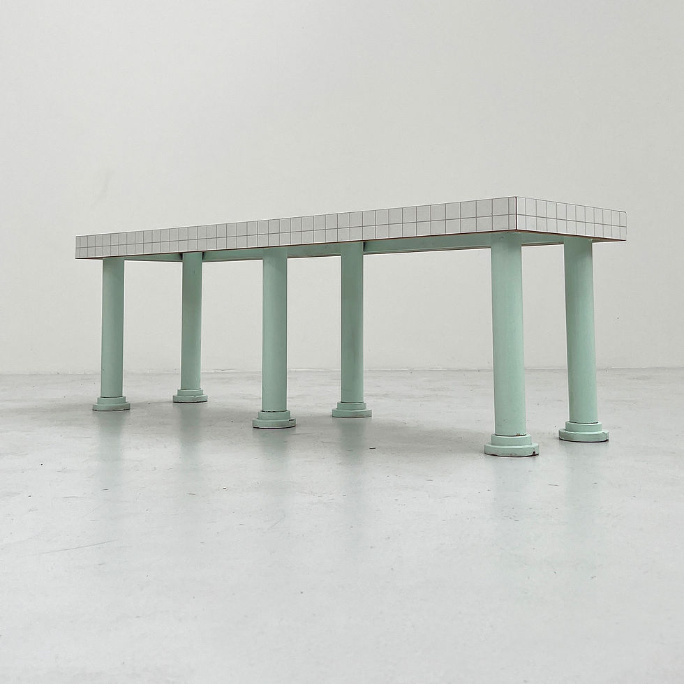 Thumbnail: Memphis Style Bench with Quaderna Pattern, 1980s