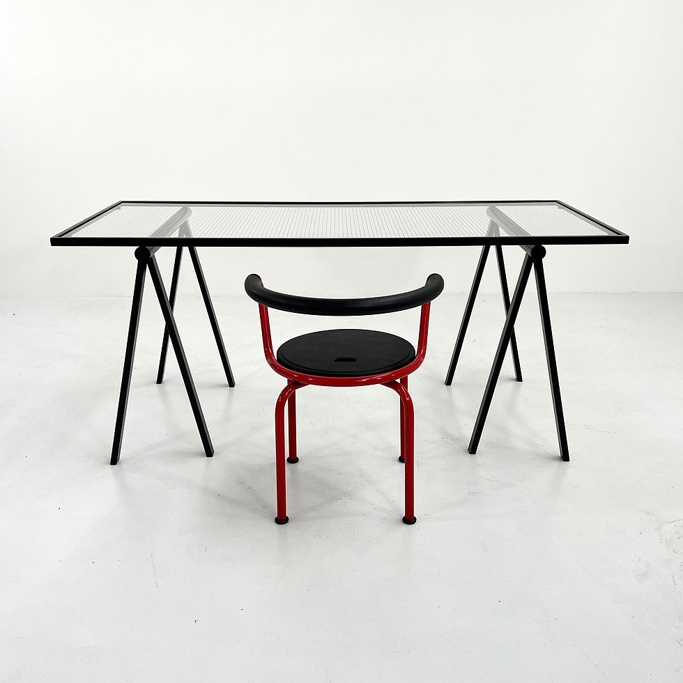 Thumbnail: Trestle Steel & Glass Desk by Rodney Kinsman for Bieffeplast, 1980s - SOLD