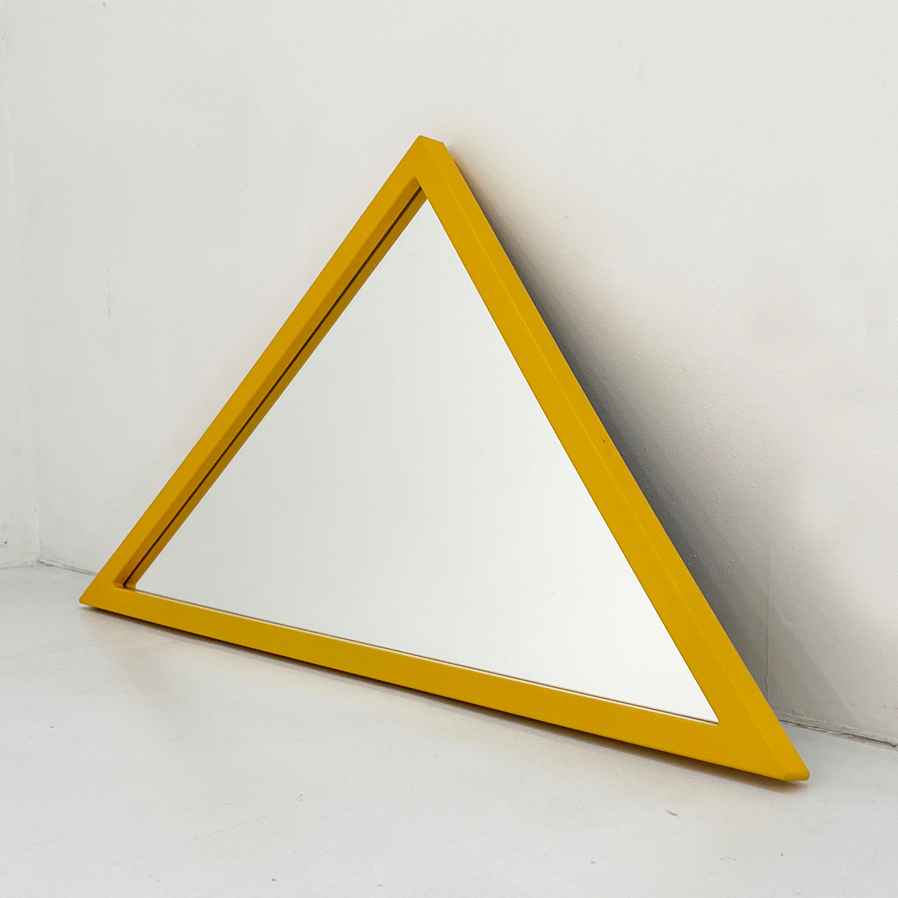 Yellow Triangle Frame Mirror by Anna Castelli Ferrieri for Kartell, 1980s - SOLD