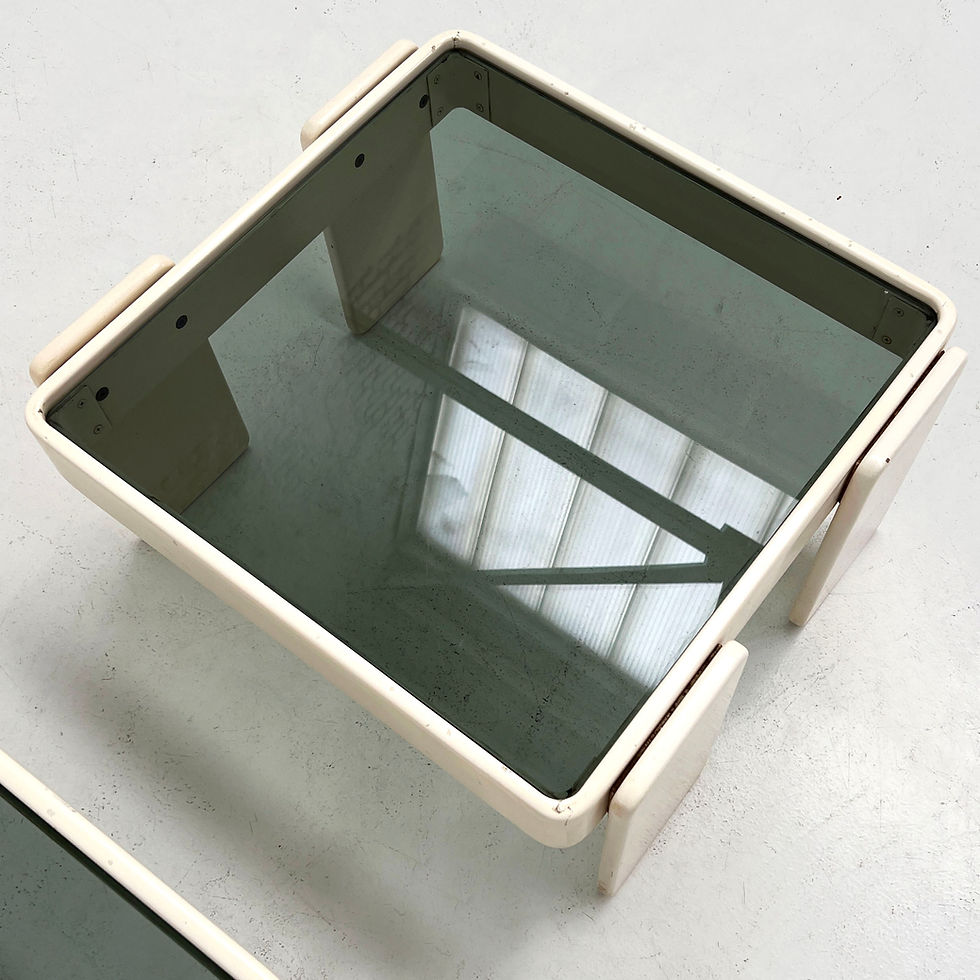 Thumbnail: Pair of Nesting Tables in Smoked Glass & Wood from Cassina, 1970s - SOLD
