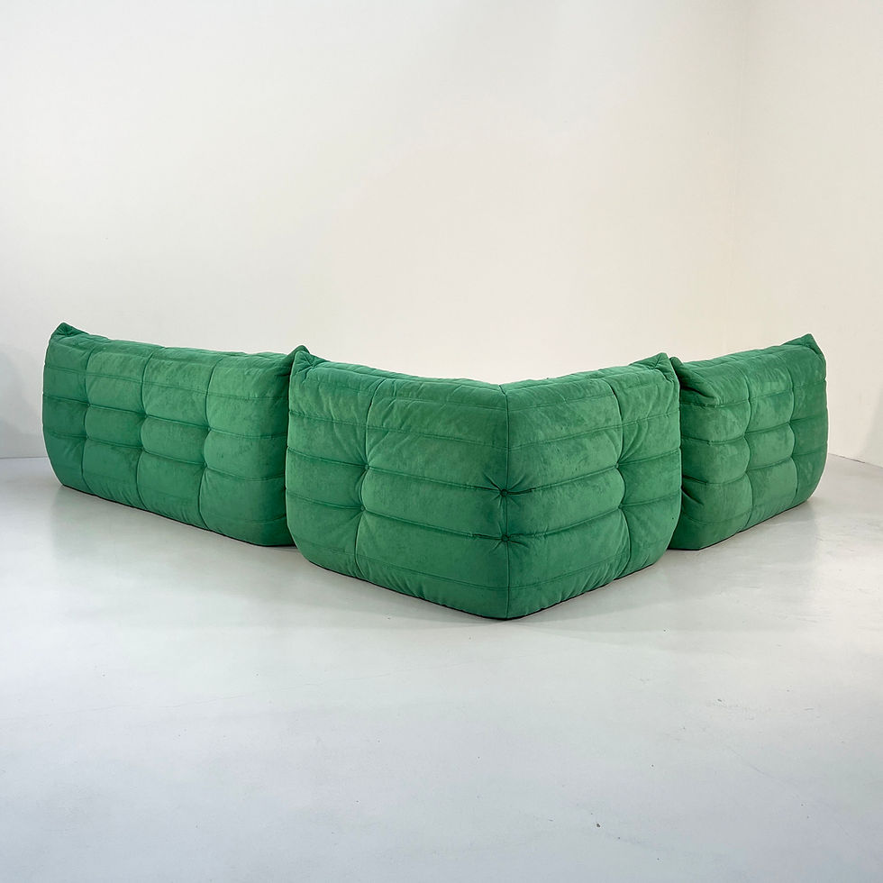 Thumbnail: Togo Set in Water Green Suede by Michel Ducaroy for Ligne Roset, 1970s
