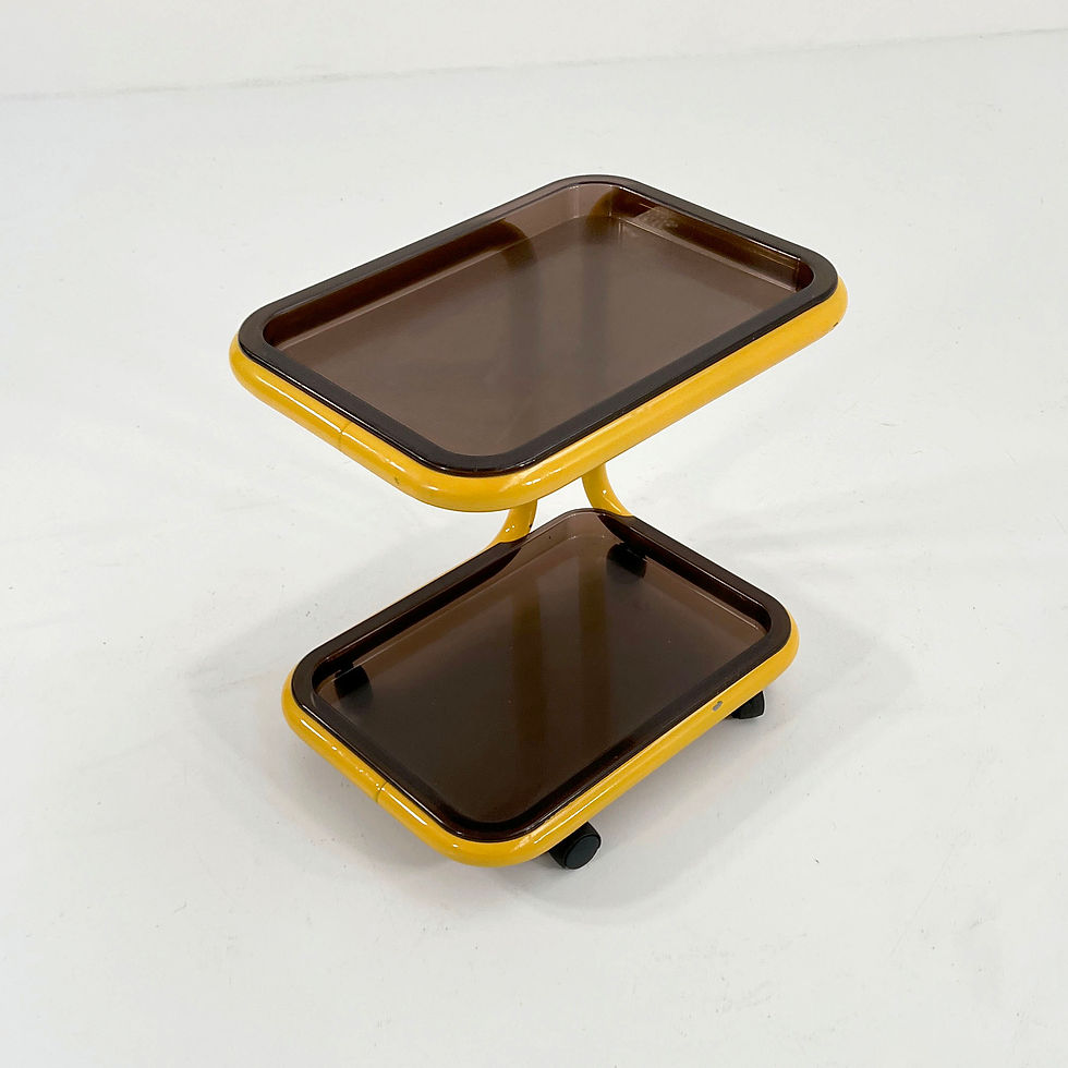 Thumbnail: Tubular Yellow Trolley or Side Table on Wheels, 1970s - SOLD