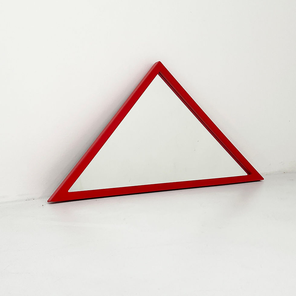 Thumbnail: Triangle Red Frame Mirror by Anna Castelli Ferrieri for Kartell, 1980s - SOLD
