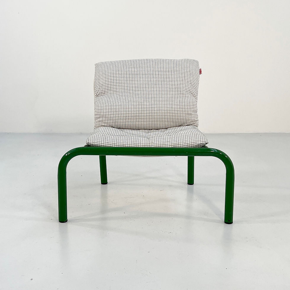 Thumbnail: Green Easy Chair in Metal and Fabric from Thalia & Co, 1980s - SOLD