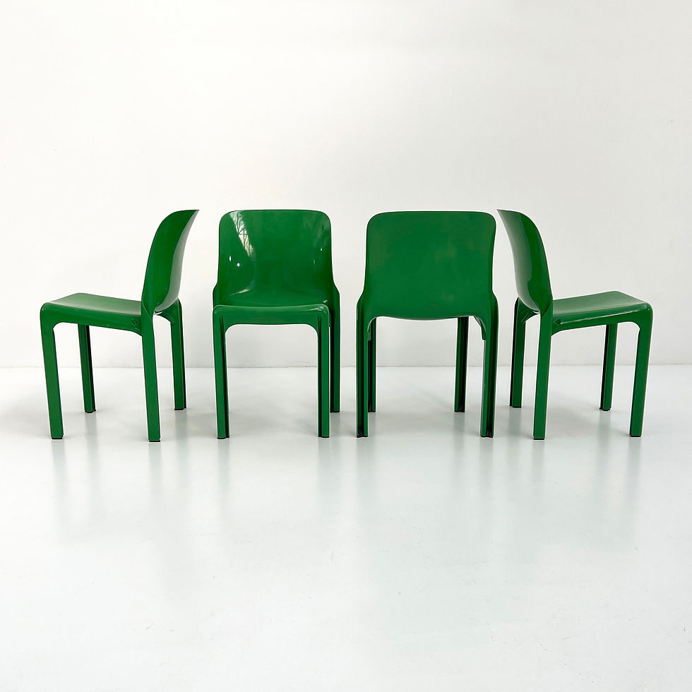 Thumbnail: Set of 4 Green Selene Chairs by Vico Magistretti for Artemide, 1970s - SOLD