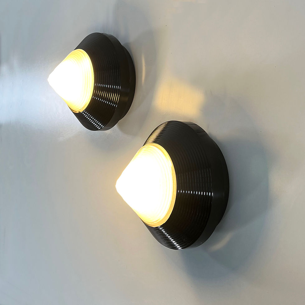 Pair of Black Pyramid Wall Lights, 1980s - SOLD