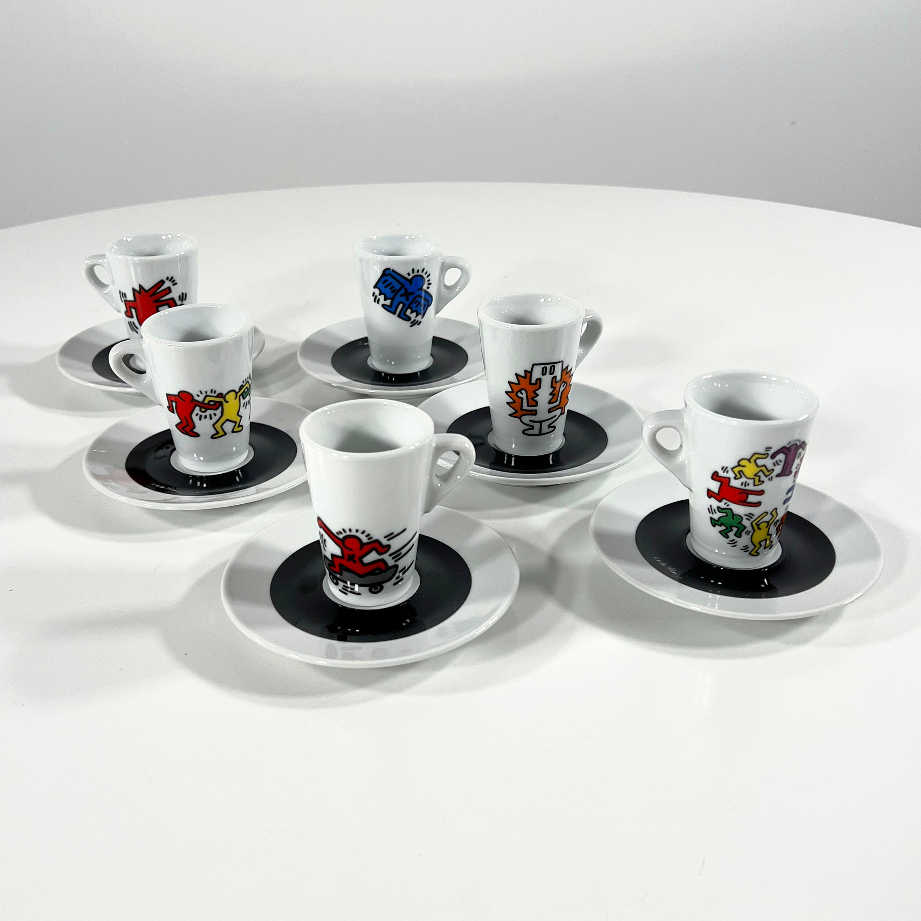 Set of 6 Keith Haring Espresso Cups & Saucers from Tognana, 1990s