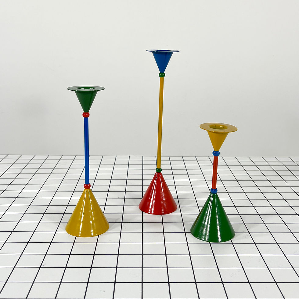 Thumbnail: Set of 3 Multicolour Candle Holders, 1980s - SOLD