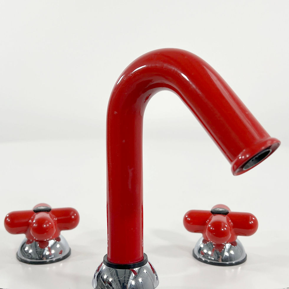 Thumbnail: Red Faucets Set by Claudio Salocchi for Fantini, 1970s - SOLD