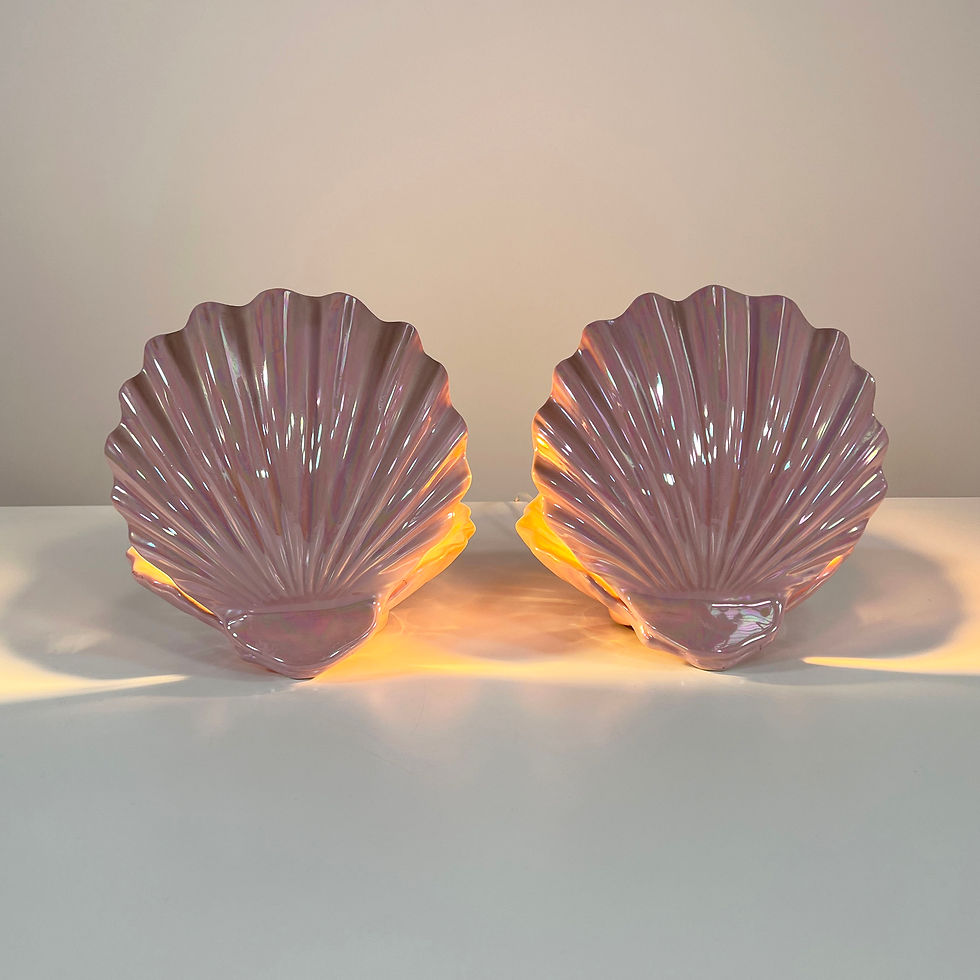 Thumbnail: Pair of Pink Clam Shells Table Lamps in Ceramic, 1970s - SOLD