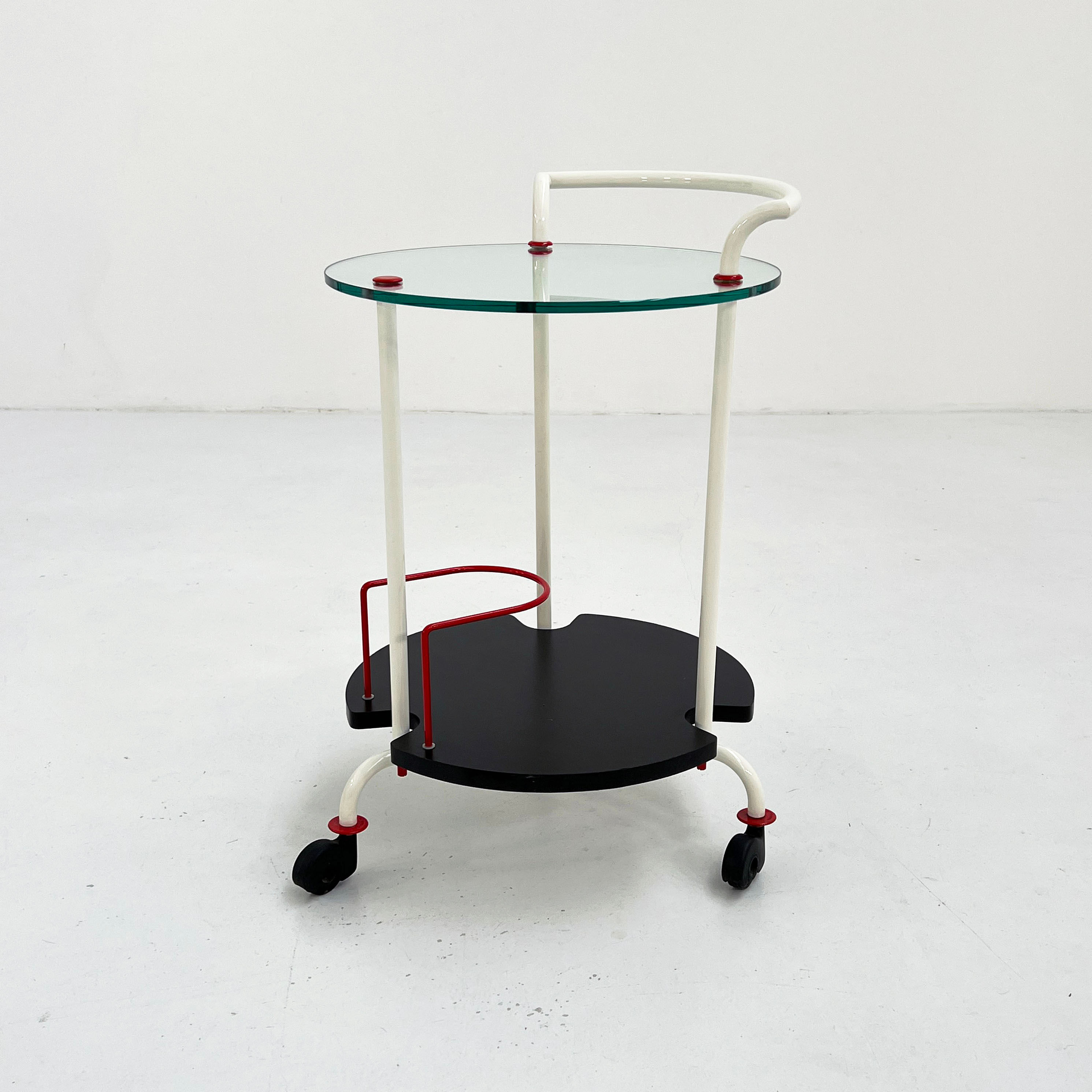 Postmodern Trolley in Glass & Metal from Metalnova, 1980s - SOLD