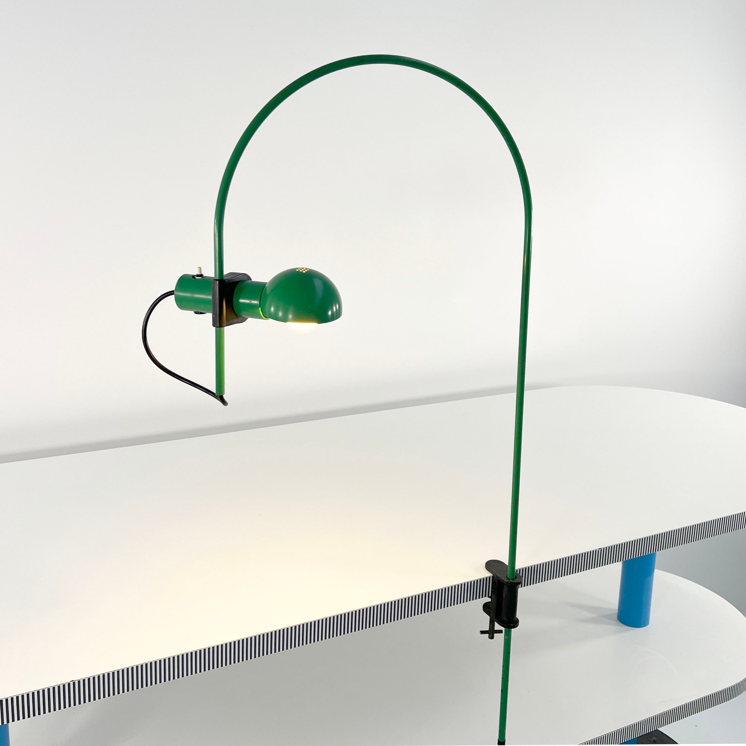Green Arc Desk Lamp by R. Barbieri & G. Marianelli for Tronconi, 1980s - SOLD