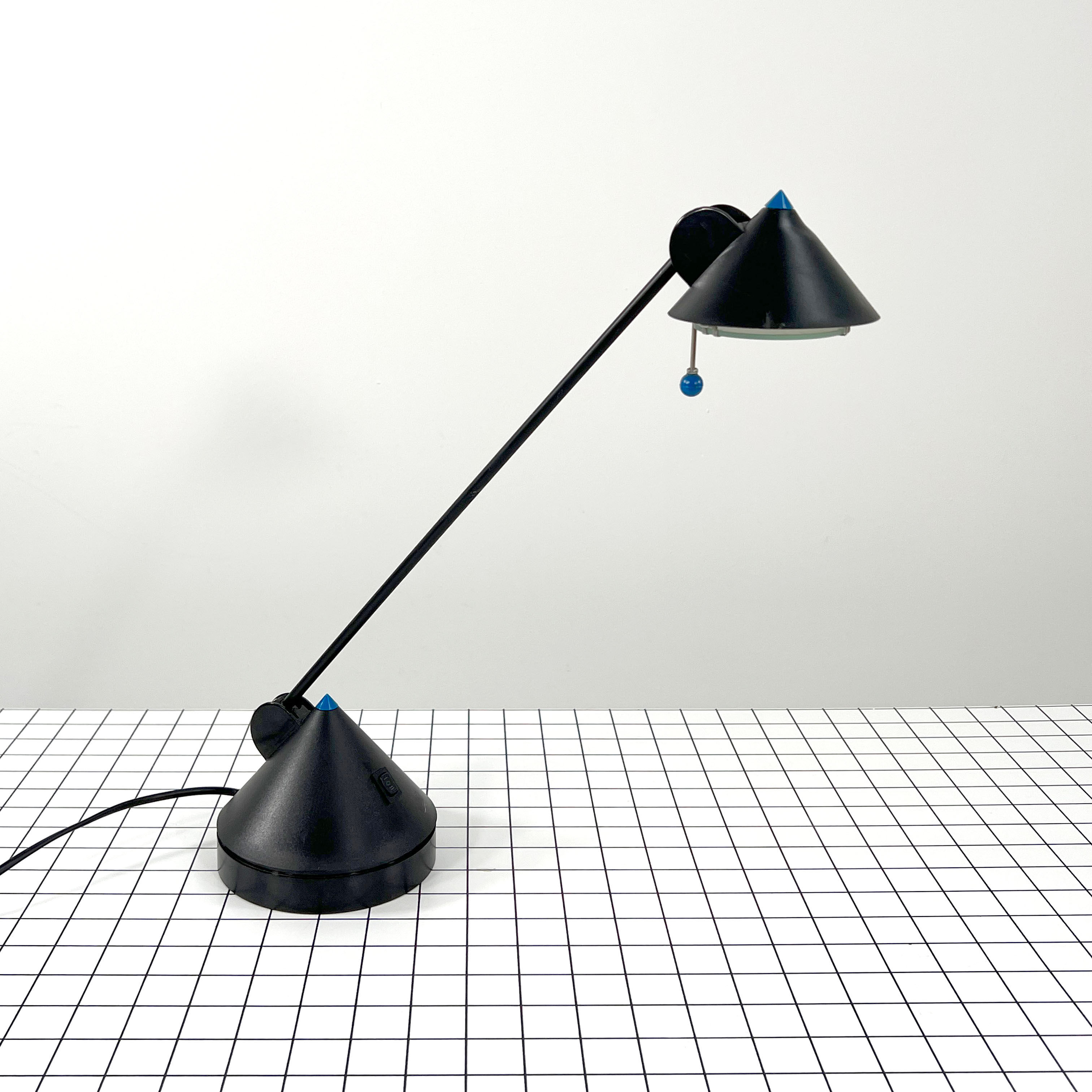 Postmodern Black & Blue Triangle Desk Lamp, 1980s - SOLD