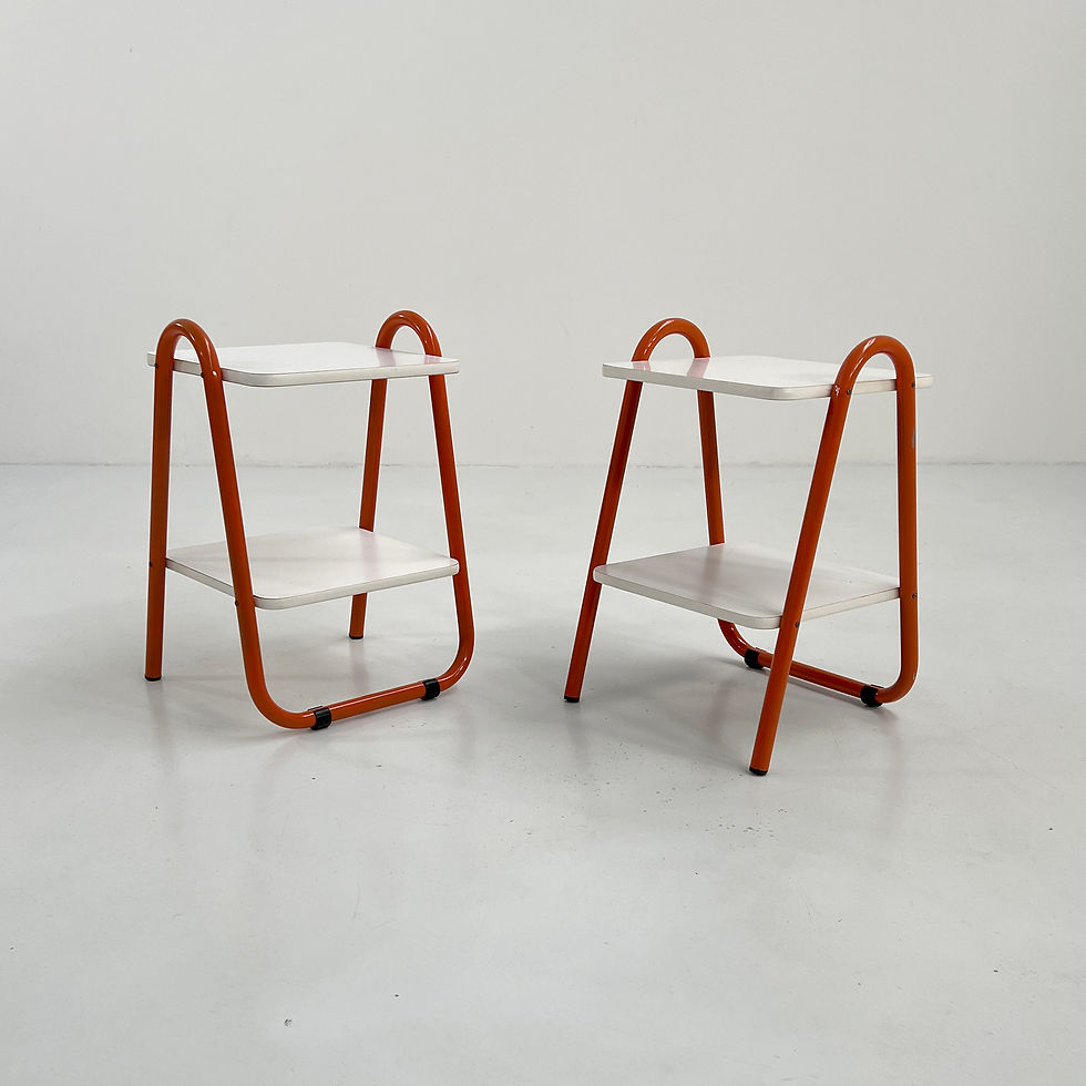 Thumbnail: Pair of Orange Tubular Night Tables, 1980s - SOLD