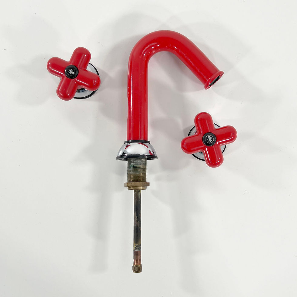 Thumbnail: Red Faucets Set by Claudio Salocchi for Fantini, 1970s - SOLD
