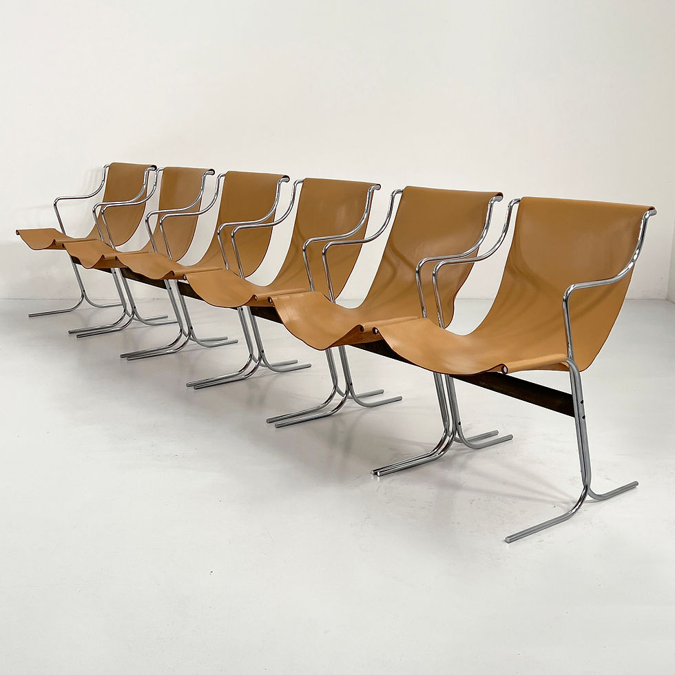 Thumbnail: Beige Leather Cigno Chair by Ross Littell & Douglas Kelly for ICF, 1960s - SOLD