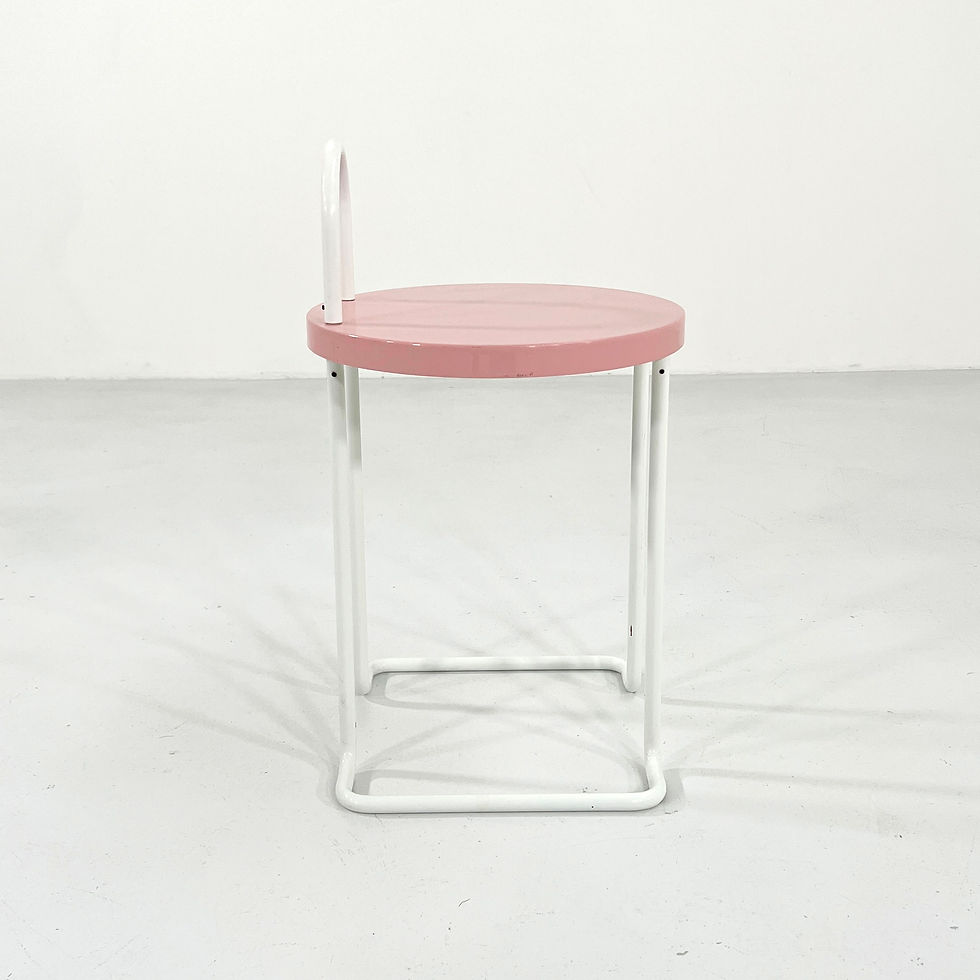 Thumbnail: Minimalist Pink Stool in Metal, 1980s - SOLD