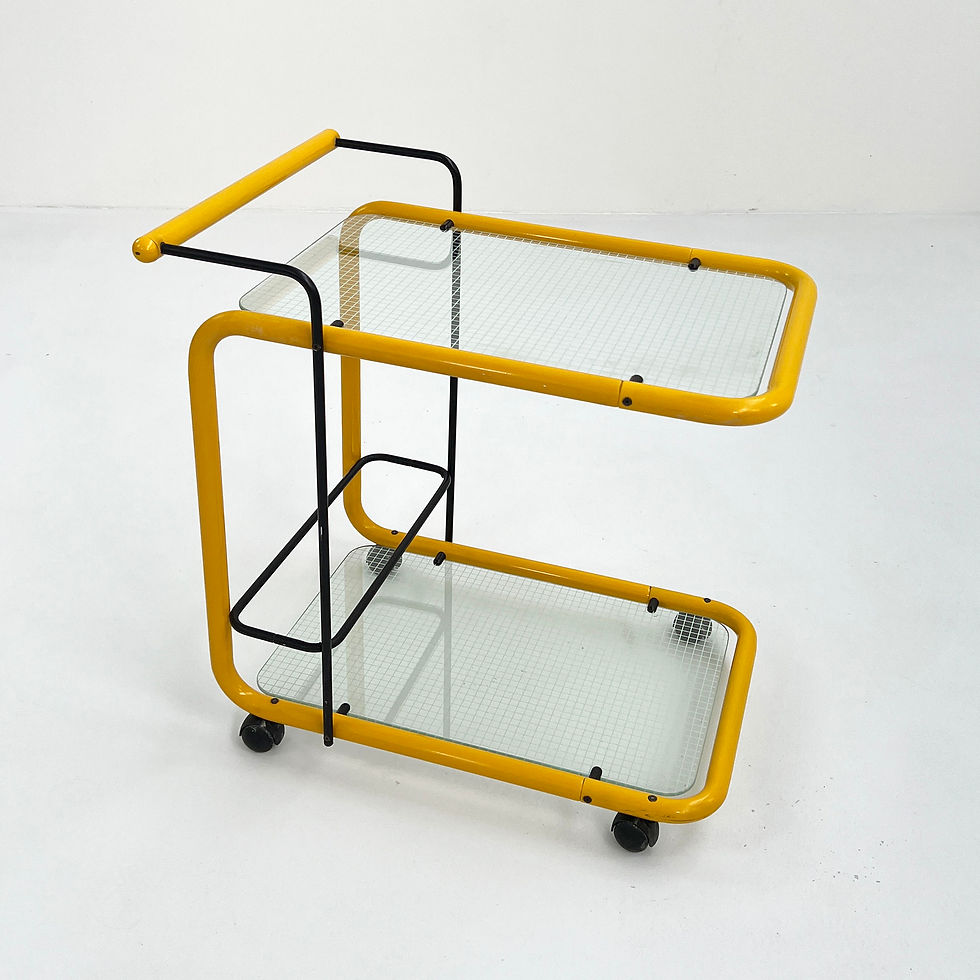 Thumbnail: Postmodern Yellow Trolley with Quaderna Print, 1980s - SOLD