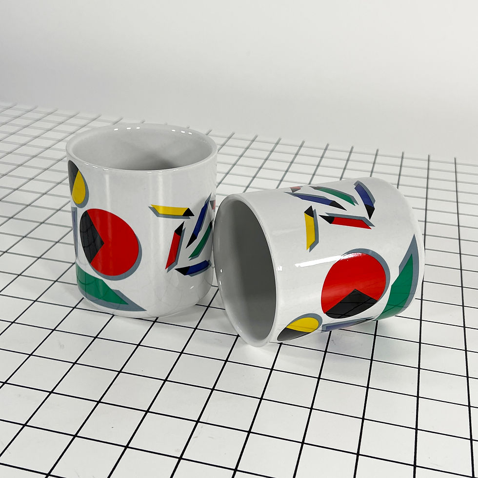 Thumbnail: Pair of Ceramic Pots with Geometric Print from Mancioli Italy, 1980s - SOLD