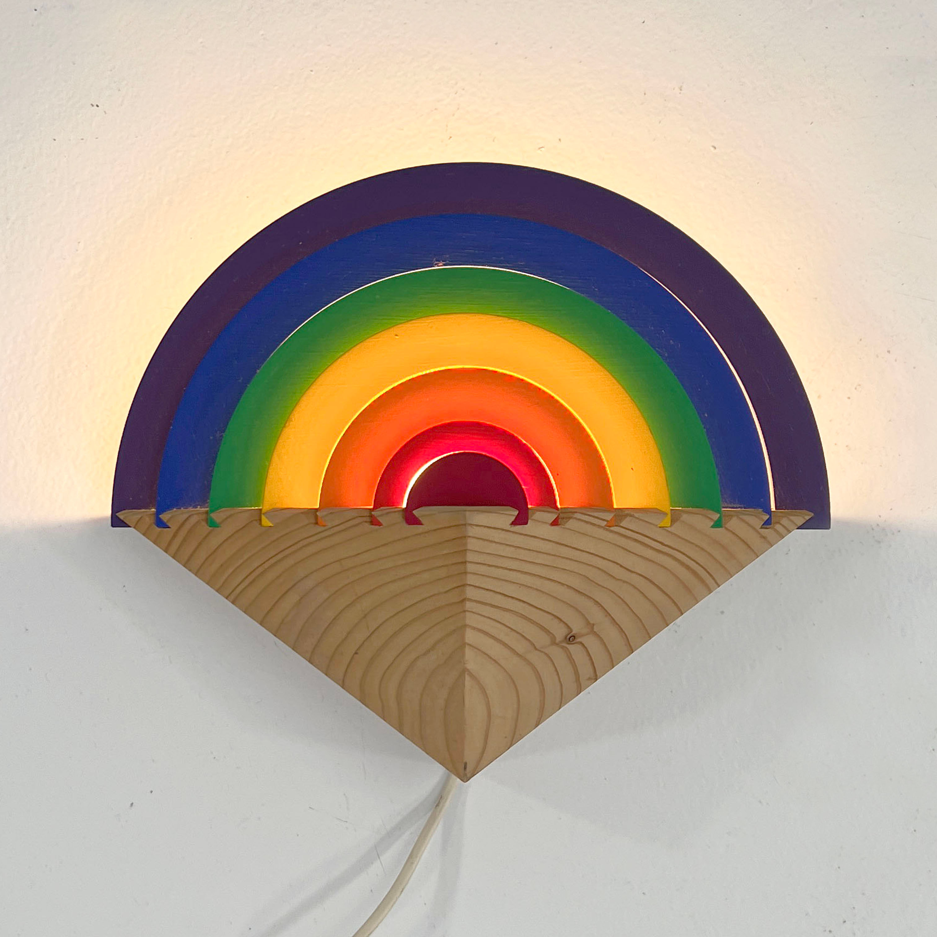 Rainbow Wood Night Lamp by Kiener Zürich, 1980s - SOLD