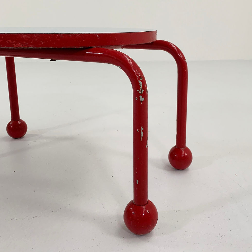 Thumbnail: Burgundy & Sky Blue Memphis Style Side Table, 1980s - SOLD