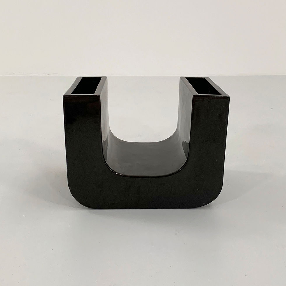 Thumbnail: Black "U" Ceramic Vase by Pino Spagnolo for Sicart Italy, 1970s - SOLD