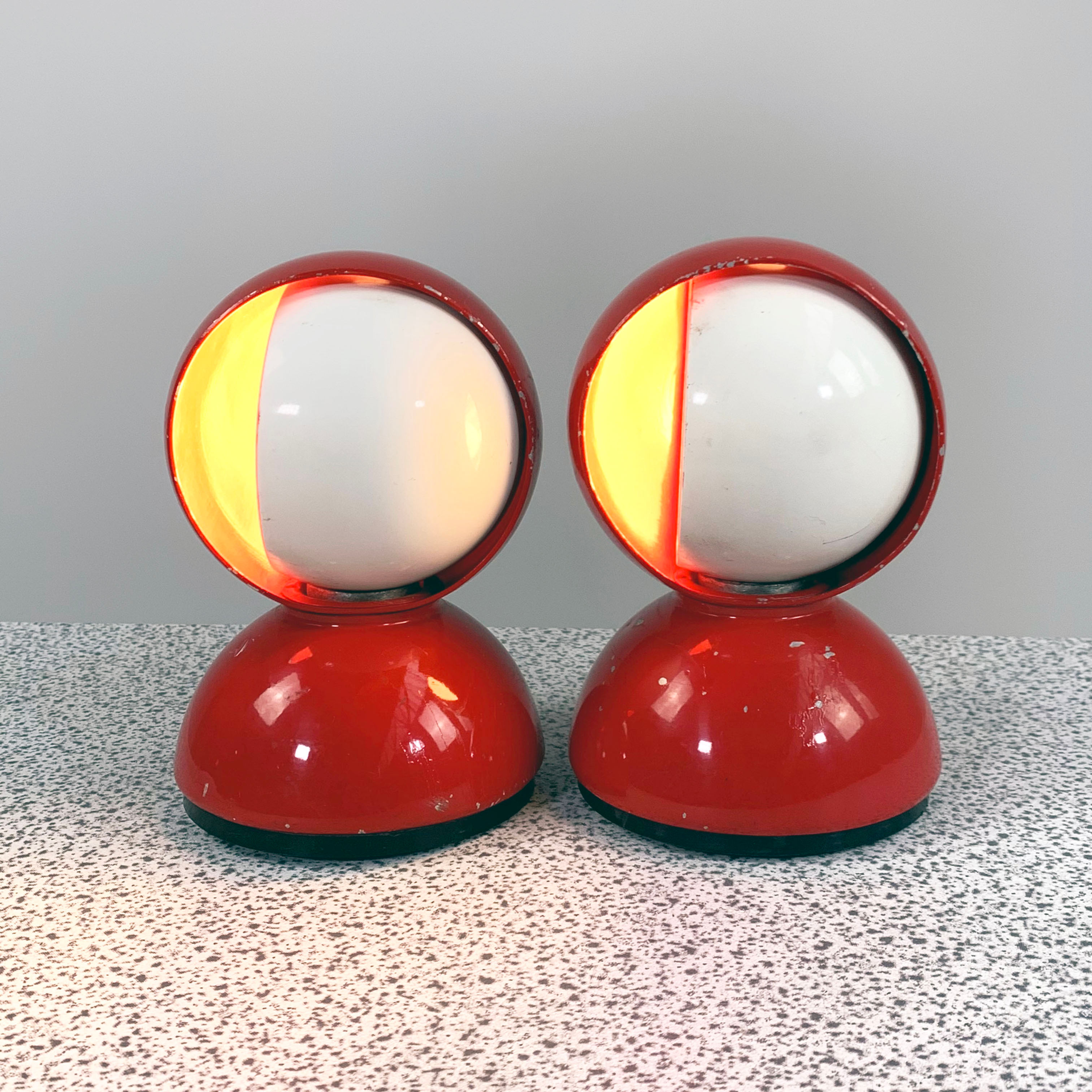 Pair of Red Eclisse Table Lamps by Vico Magistretti for Artemide, 1960s - SOLD