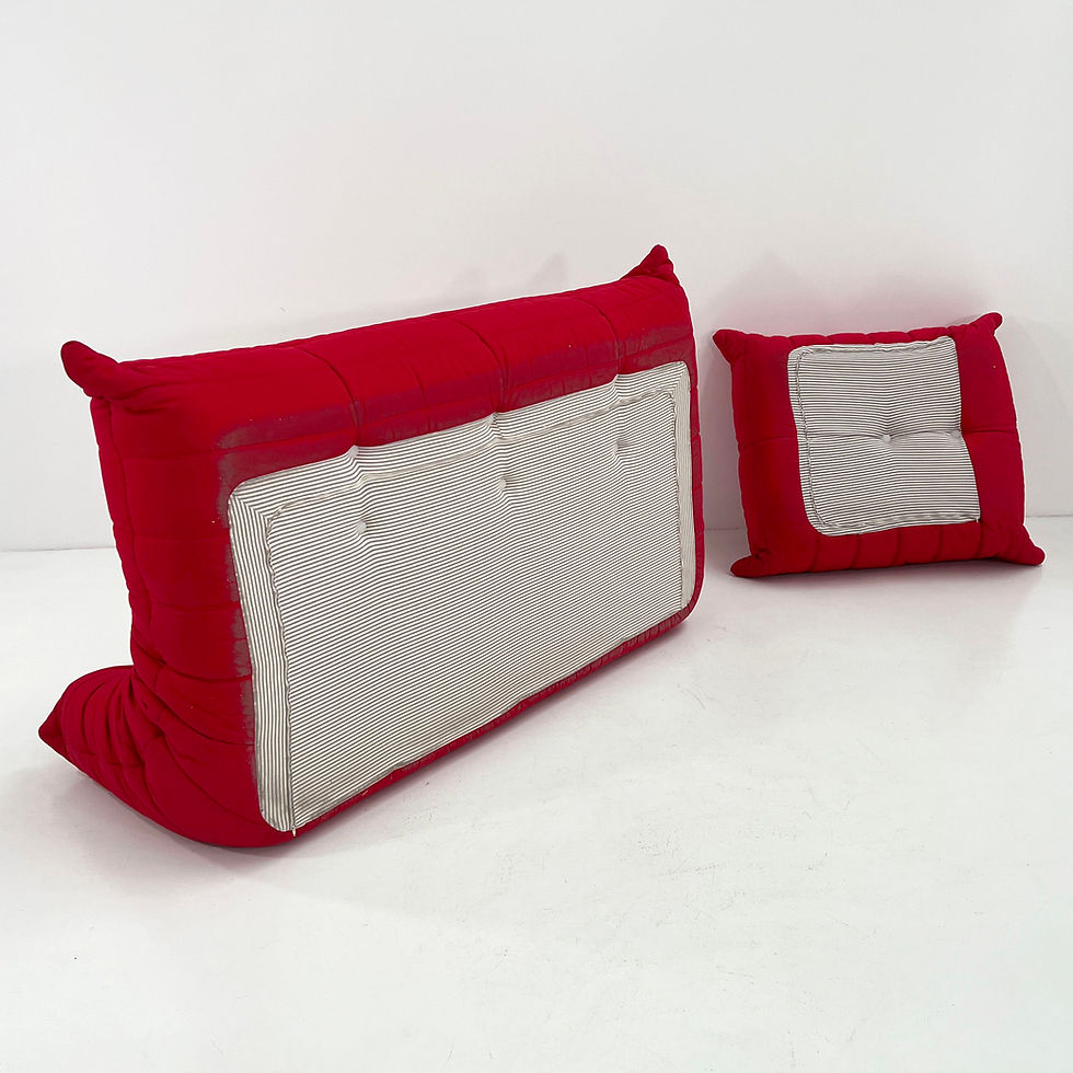 Thumbnail: Red 3-Seater Togo Sofa & Ottoman by Michel Ducaroy for Ligne Roset, 1970s