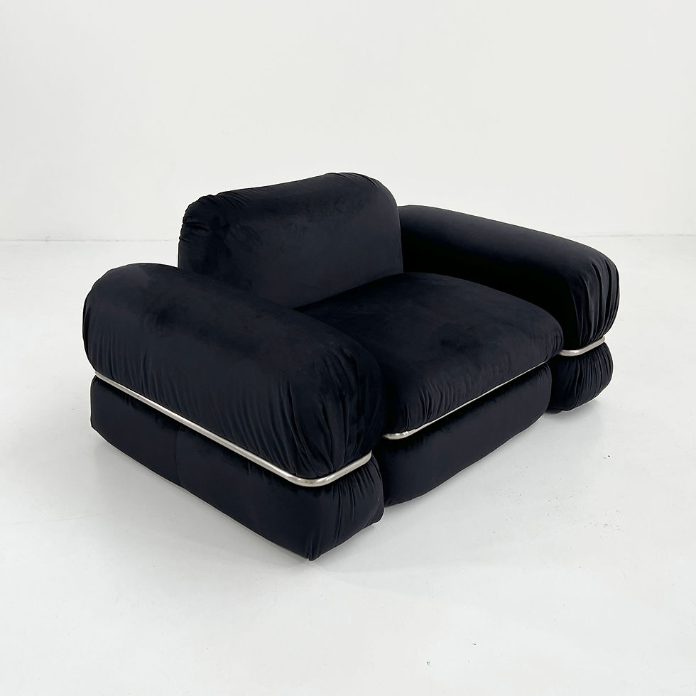 Thumbnail: Black Velvet Modular Sofa by Rodolfo Bonetto for Tecnosalotto, 1960s - SOLD
