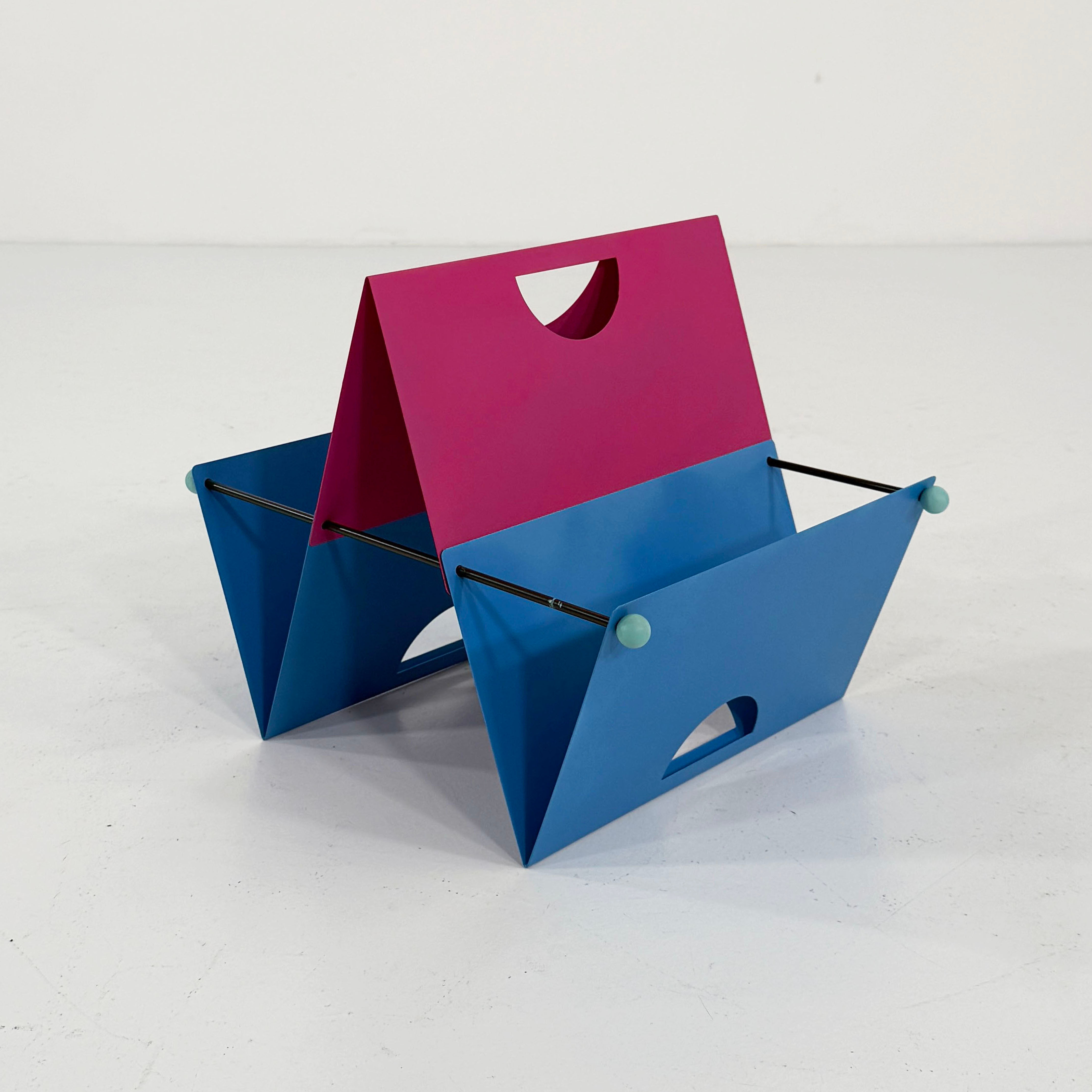 Blue & Pink Folded Magazine Rack, 1980s - SOLD