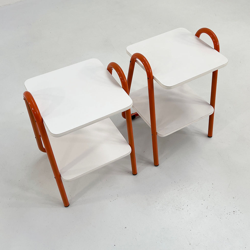 Thumbnail: Pair of Orange Tubular Night Tables, 1980s - SOLD