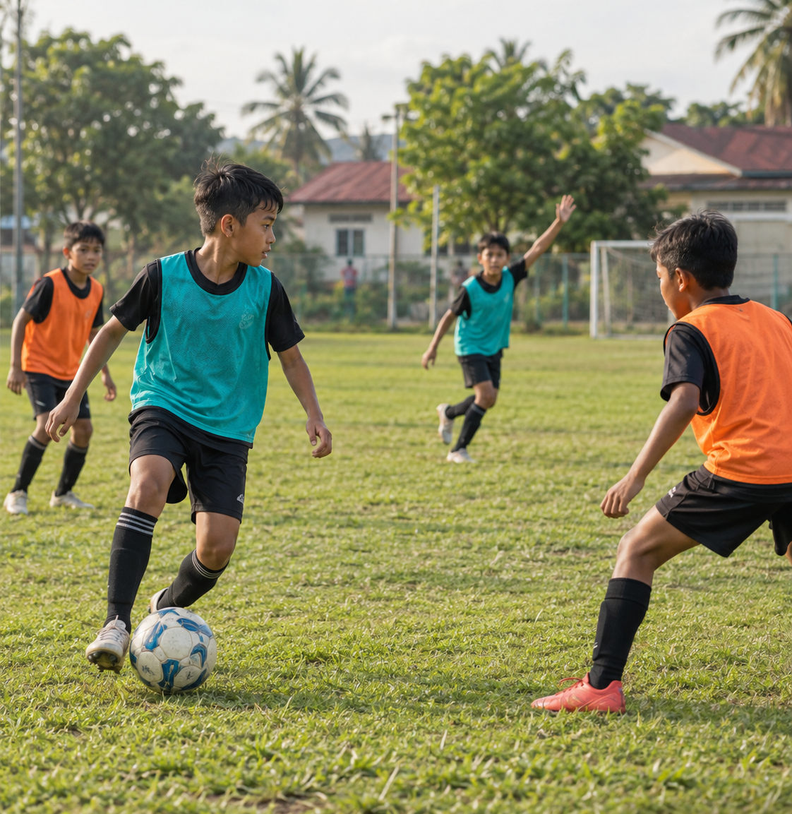player with the ball, with a player making a call for the ball