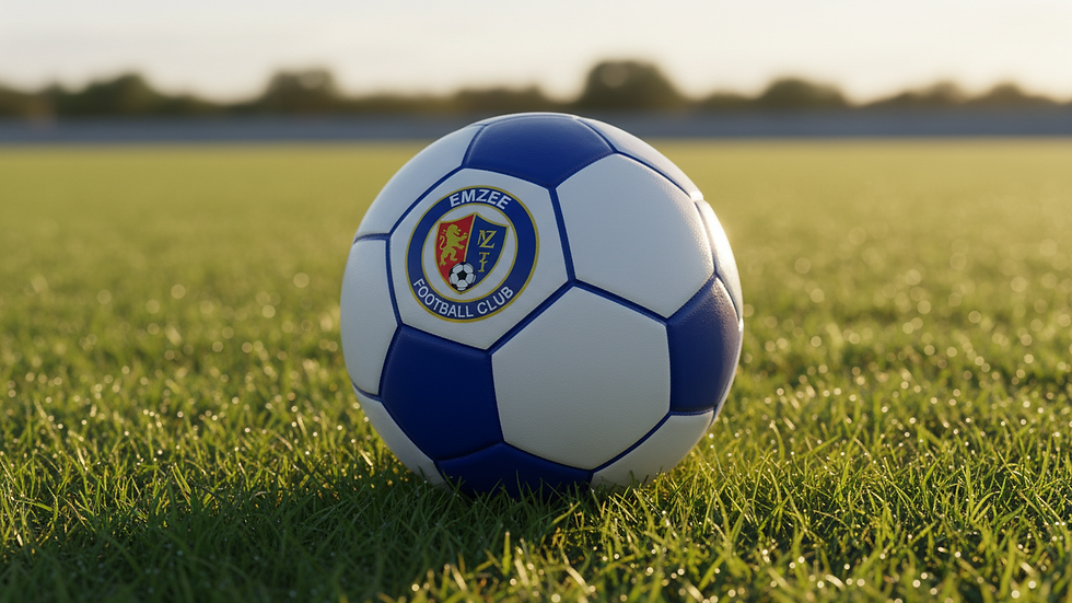 Close-up view of a football on a grassy field