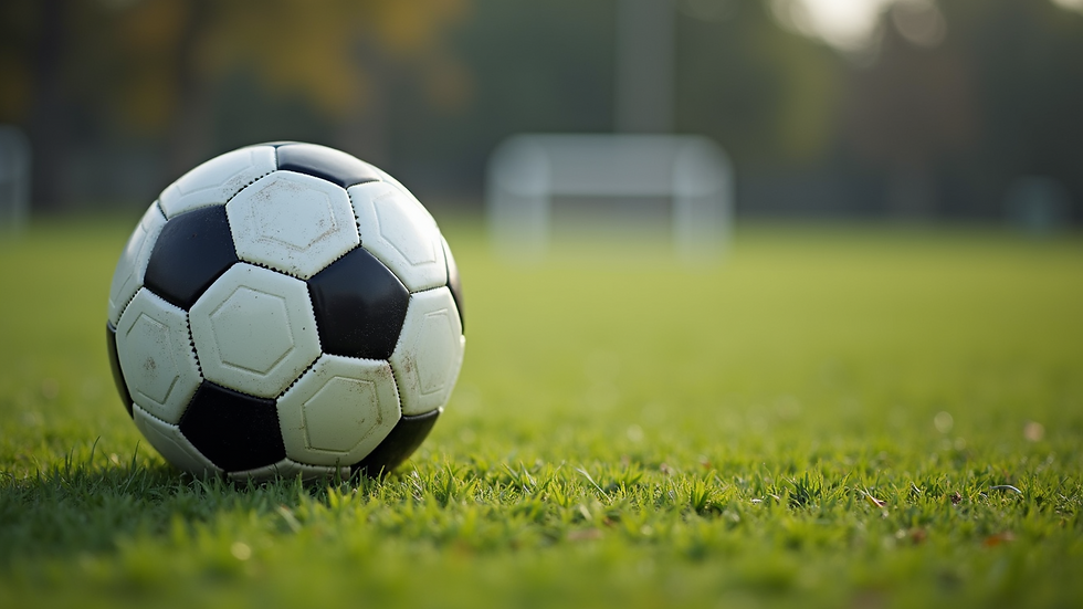 Close-up view of a football on grass at a local training session
